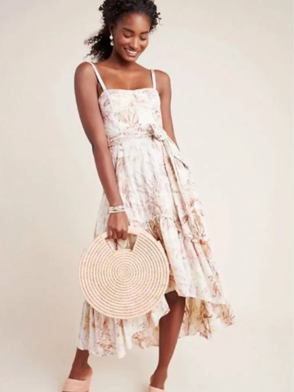 Anthropologie Romantic Adriana Strapless Summer Boho Midi Dress Size 4 NWT